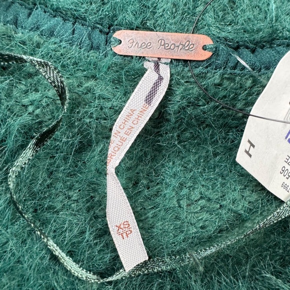 New Free People Celeste Open Stitch Cardigan Green Sweater Holiday Women's XS - Picture 4 of 8